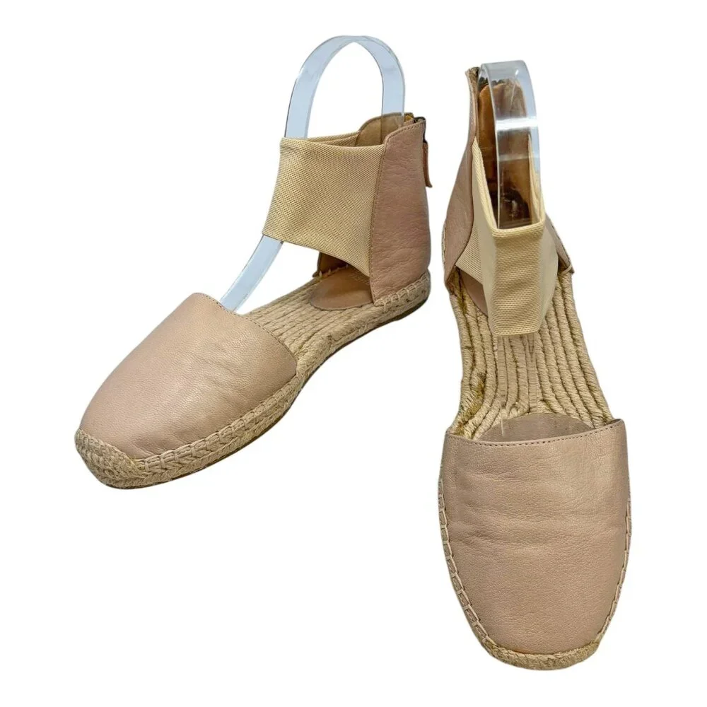 EILEEN FISHER Tan‎ Coy Leather Espadrille Skimmer Flats NWOB